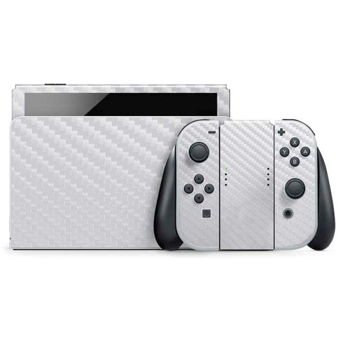 White Carbon Fiber Specialty Texture Material Nintendo Switch OLED (2021) Skin